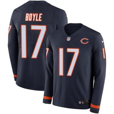 Nike Chicago Bears #17 Tim Boyle Navy Blue Team Color Men's Stitched NFL Limited Therma Long Sleeve Jersey